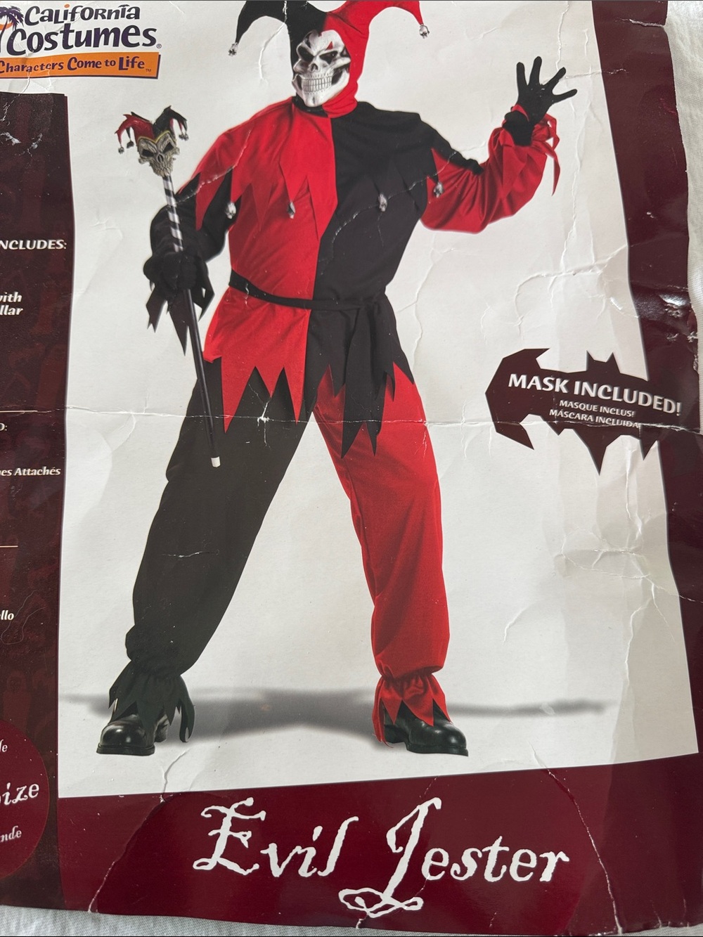 Evil Jester Halloween Costume Adult Plus Size (XL) California Costumes - Picture 11 of 16